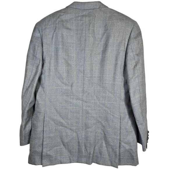 Friend Italy Collection For Man Wool Linen Blend Blazer Jacket Blue Plaid 50S - Picture 2 of 14